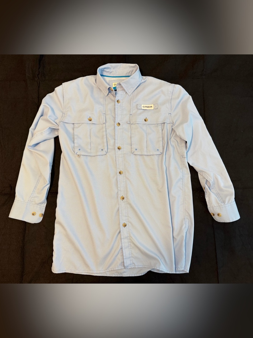Magellan Outdoors Light Blue Long-Sleeve Button-Front Fishing Shirt Angler Fit